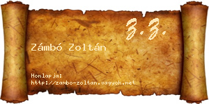 Zámbó Zoltán névjegykártya